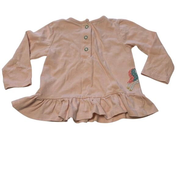 Baby Boden Unicorn appliqué ruffle hem long sleeve 3-6 months - Picture 2 of 4